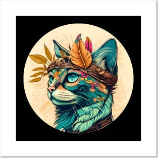 Cat Mom Boho - Colorful Cat Kitten Lover Posters and Art